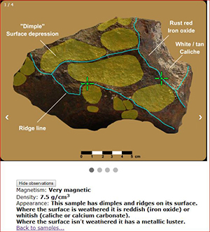 screen capture of iron meteorite from simulation